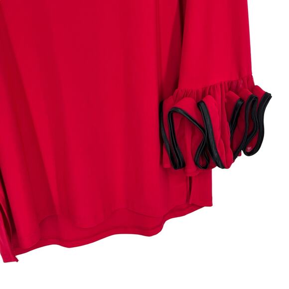 Ali miles Sz Small Vibrant Red Puff Sleeve Wearable Art to Wear Formal Shirt Top - Picture 4 of 7